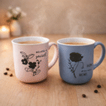 مج بورسلين أنيق برسومات زهور – كوب قهوة وشاي سيراميك بتصميم عصري للمطبخ والهدايا - الصورة 2