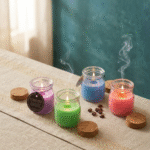 شمع فواح معطر في برطمان زجاجي بغطاء فلين – شموع عطرية للمنزل والديكور والاسترخاء