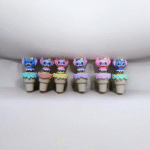 قلم تحديد كيوت شكل آيس كريم بشخصية مرحة – 6 ألوان باستيل للمدرسة والمكتب