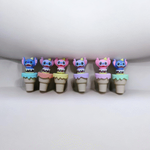 قلم تحديد كيوت شكل آيس كريم بشخصية مرحة – 6 ألوان باستيل للمدرسة والمكتب