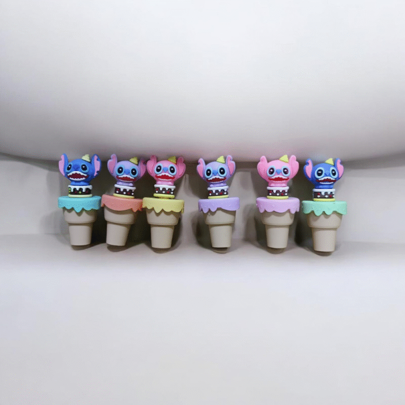 قلم تحديد كيوت شكل آيس كريم بشخصية مرحة – 6 ألوان باستيل للمدرسة والمكتب