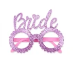 طقم Bride وردي جليتر 2 قطعة – نظارة + هيد باند للعروسة بإكسسوارات حفلات مميزة - الصورة 2