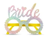 طقم Bride ألوان قوس قزح جليتر 2 قطعة – نظارة وهيد باند بتصميم تاج للعروسة - الصورة 2