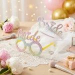 طقم Bride ألوان قوس قزح جليتر 2 قطعة – نظارة وهيد باند بتصميم تاج للعروسة - الصورة 4