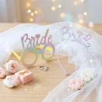 طقم Bride ألوان قوس قزح جليتر 2 قطعة – نظارة وهيد باند بتصميم تاج للعروسة - الصورة 5