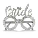 ⁦طقم Bride فضي جليتر 2 قطعة – نظارة + هيد باند للعروسة بإكسسوارات حفلات مميزة⁩ - الصورة ⁦2⁩