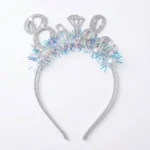 ⁦طقم Bride فضي جليتر 2 قطعة – نظارة + هيد باند للعروسة بإكسسوارات حفلات مميزة⁩ - الصورة ⁦3⁩