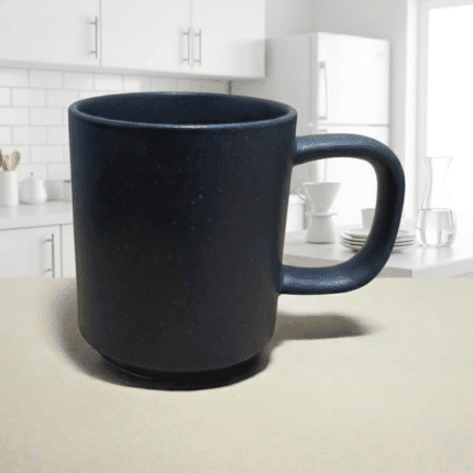 مج بورسلين أسود أنيق – كوب قهوة وشاي بورسلين فاخر بتصميم عصري للمطبخ والمكتب