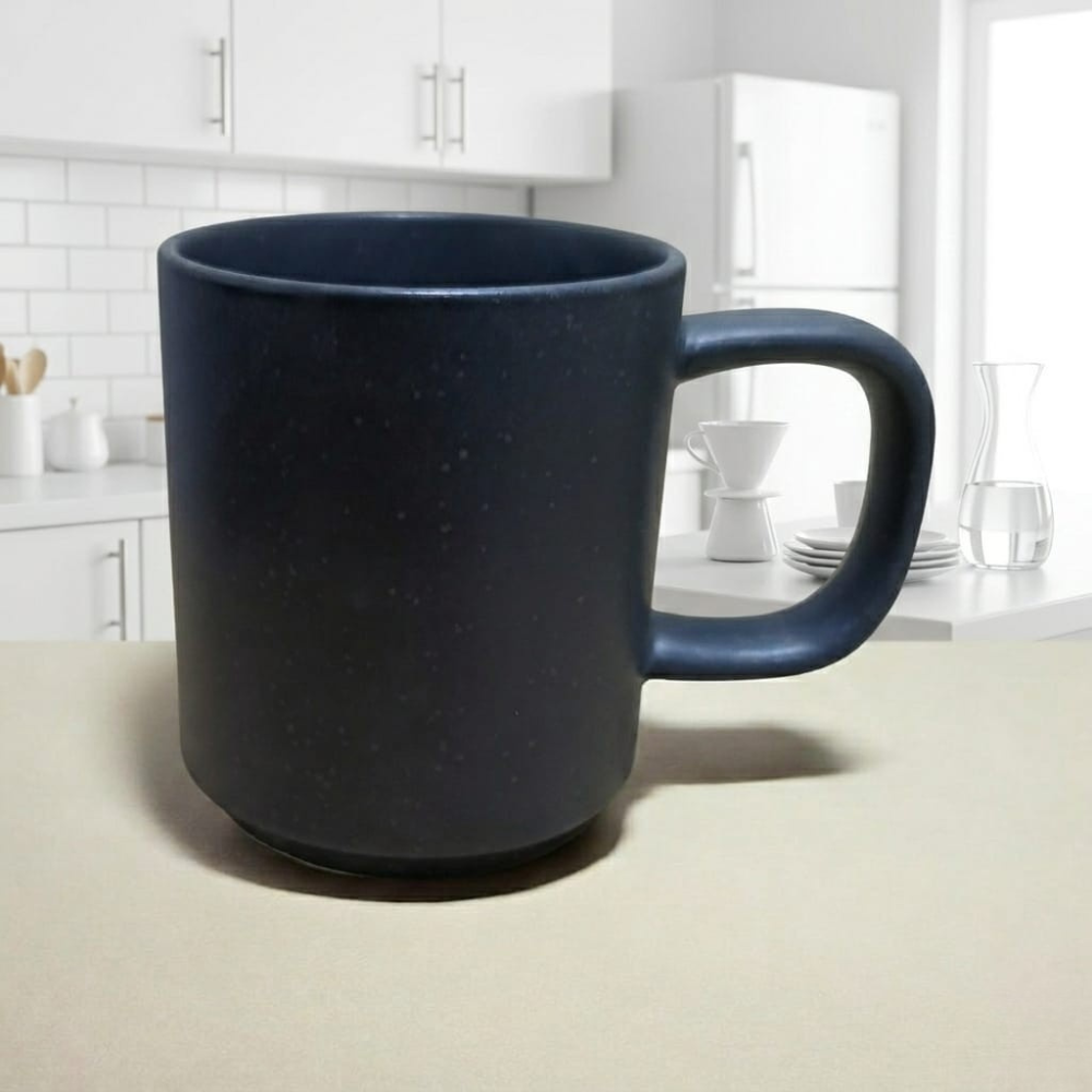 3 مج بورسلين أسود أنيق – كوب قهوة وشاي بورسلين فاخر بتصميم عصري للمطبخ والمكتب