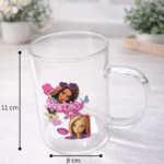 ⁦كوب زجاج باربي شفاف أنيق – شوب زجاجي بتصميم Barbie مناسب للقهوة والعصائر للاستخدام اليومي⁩ - الصورة ⁦3⁩