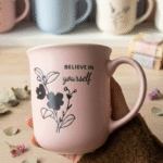 مج بورسلين أنيق برسومات زهور – كوب قهوة وشاي سيراميك بتصميم عصري للمطبخ والهدايا - الصورة 3