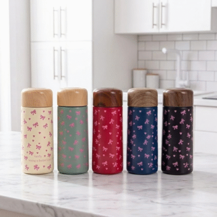 مج حراري صغير 150 مل بغطاء خشبي أنيق – كوب حراري للمشروبات الساخنة والباردة بتصميم مميز