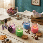 ⁦شمع فواح معطر في برطمان زجاجي بغطاء فلين – شموع عطرية للمنزل والديكور والاسترخاء⁩ - الصورة ⁦3⁩