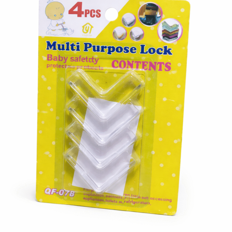 قفل حماية زوايا للأطفال شفاف – طقم 4 قطع Multi Purpose Lock لحماية الأطفال من حواف الطاولات والخزائن