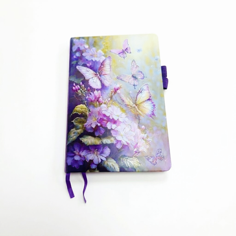 نوت استيك بتصميم فراشات وزهور ملونة مقاس 21×14 سم – نوت بوك أنيق للمذاكرة والتخطيط اليومي