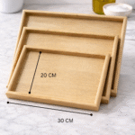 ⁦طقم صواني خشب 3 قطع بتصميم كلاسيك فاخر – صواني تقديم خشبية للضيافة والديكور⁩ - الصورة ⁦6⁩