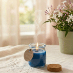 ⁦شمع فواح معطر في برطمان زجاجي بغطاء فلين – شموع عطرية للمنزل والديكور والاسترخاء⁩ - الصورة ⁦5⁩