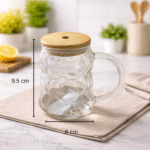 ⁦مج بابلز زجاجي بغطاء خشبي وشفاط زجاجي – كوب مشروبات أنيق للتقديم العصري⁩ - الصورة ⁦6⁩