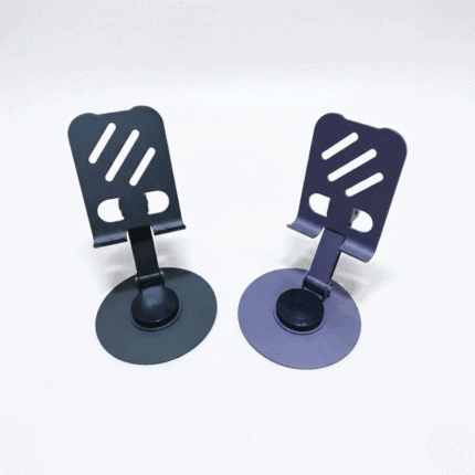 حامل موبايل معدني قابل للتعديل بقاعدة ثابتة – ستاند موبايل مكتبي قوي للاستخدام اليومي