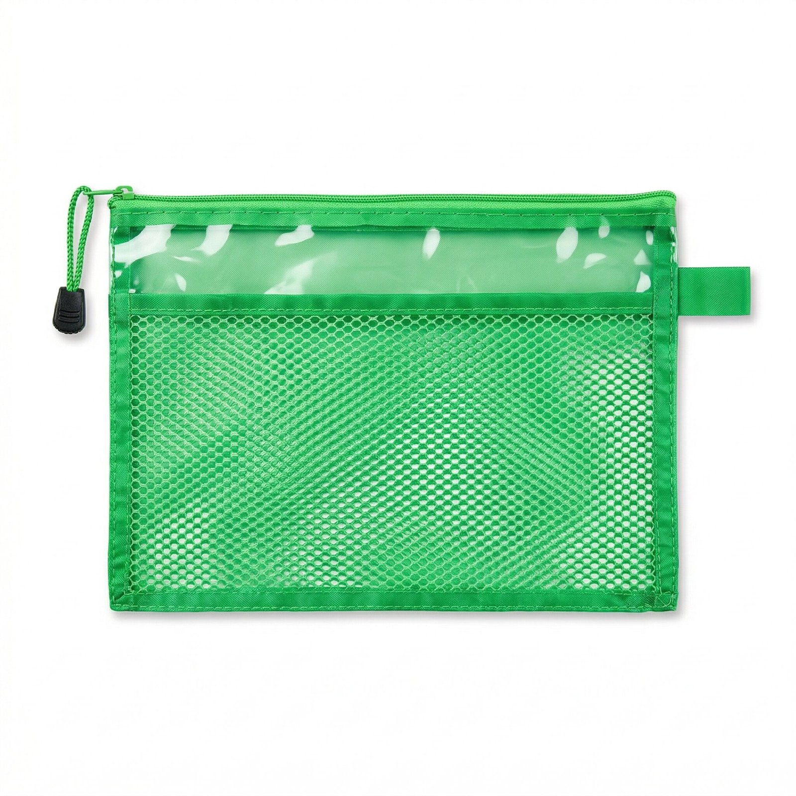 Gemini_Generated_Image_xh7r1nxh7r1nxh7r مقلمة شبك شفافة خضراء بسحاب مقاس 24 × 17 سم – حقيبة أقلام عملية للمدرسة والمكتب