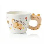 مج بورسلين شكل قطة Lovey Cat سعة 300 مل – كوب قهوة بتصميم كيوت بمقبض على شكل قطة