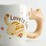 مج بورسلين شكل قطة Lovey Cat سعة 300 مل – كوب قهوة بتصميم كيوت بمقبض على شكل قطة - الصورة 2