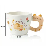 مج بورسلين شكل قطة Lovey Cat سعة 300 مل – كوب قهوة بتصميم كيوت بمقبض على شكل قطة - الصورة 4