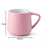 ⁦مج بورسلين بينك 350 مل – كوب قهوة سيراميك بتصميم عصري أنيق للاستخدام اليومي والهدايا⁩ - الصورة ⁦2⁩