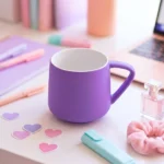 ⁦مج بورسلين بنفسجي مطفي سعة 350 مل – كوب قهوة وشاي بتصميم عصري أنيق للمكتب والمنزل⁩ - الصورة ⁦4⁩