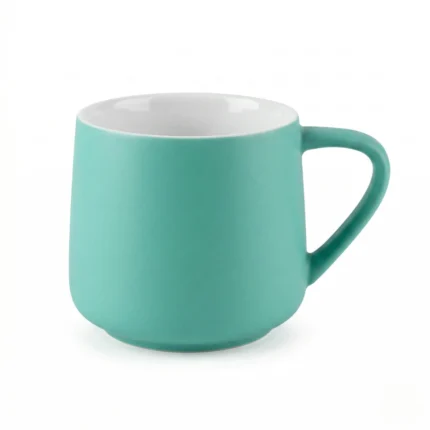 مج بورسلين أخضر فيروزي 350 مل | كوب قهوة وشاي عملي بتصميم مودرن للمطبخ والمكتب