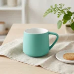 ⁦مج بورسلين أخضر فيروزي 350 مل | كوب قهوة وشاي عملي بتصميم مودرن للمطبخ والمكتب⁩ - الصورة ⁦3⁩