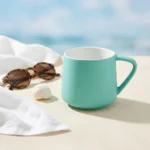 ⁦مج بورسلين أخضر فيروزي 350 مل | كوب قهوة وشاي عملي بتصميم مودرن للمطبخ والمكتب⁩ - الصورة ⁦4⁩