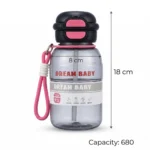 ⁦زجاجة مياه للأطفال 680 مل بغطاء محكم وشفاط – زجاجة شرب مدرسية عملية بتصميم جذاب⁩ - الصورة ⁦2⁩