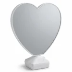مرآة قلب مضيئة LED مع وردة حمراء – مرآة ديكور رومانسية لطاولة الزينة ارتفاع 29 سم