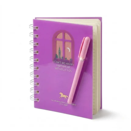 مفكرة نوت بوك سلك مع قلم مقاس 14 × 10.5 سم – دفتر ملاحظات عملي