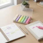 ⁦طقم أقلام هايلايتر جليتر 6 ألوان باستيل – أقلام تظليل لامعة للمذاكرة والدفاتر⁩ - الصورة ⁦5⁩