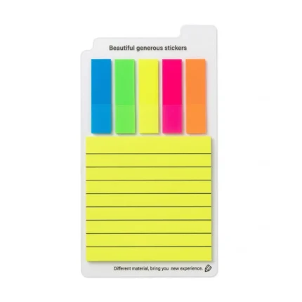 طقم ملاحظات لاصقة ملونة مع فواصل كتب – نوتة 8×8 سم وفواصل تحديد صفحات 5×1.5 سم لتنظيم المذاكرة