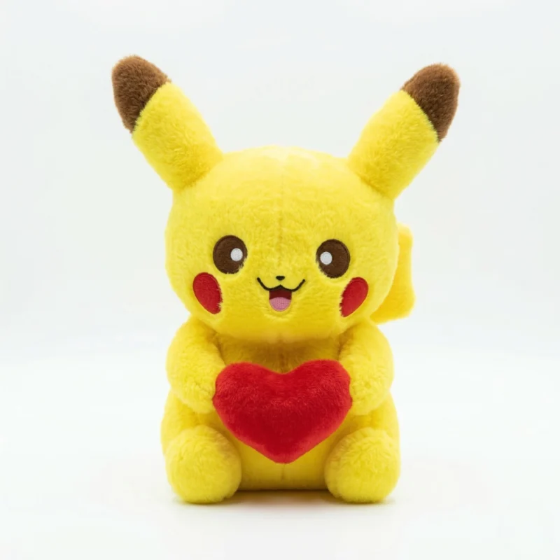دمية بيكاتشو فرو مع قلب أحمر – ارتفاع 30 سم عرض 21 سم – دبدوب Pikachu فرو ناعم