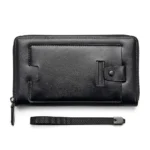 محفظة يد رجالي جلد اسود Zuolidaishu بسحاب وسوار يد – محفظة طويلة متعددة الجيوب مقاس 22×12 سم