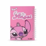 نوت بوك بسلك مقاس 21.5×15.5 سم تصميم كرتوني كيوت وردي – كشكول عملي للمذاكرة والكتابة اليومية