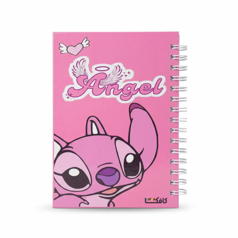 نوت بوك بسلك مقاس 21.5×15.5 سم تصميم كرتوني كيوت وردي – كشكول عملي للمذاكرة والكتابة اليومية