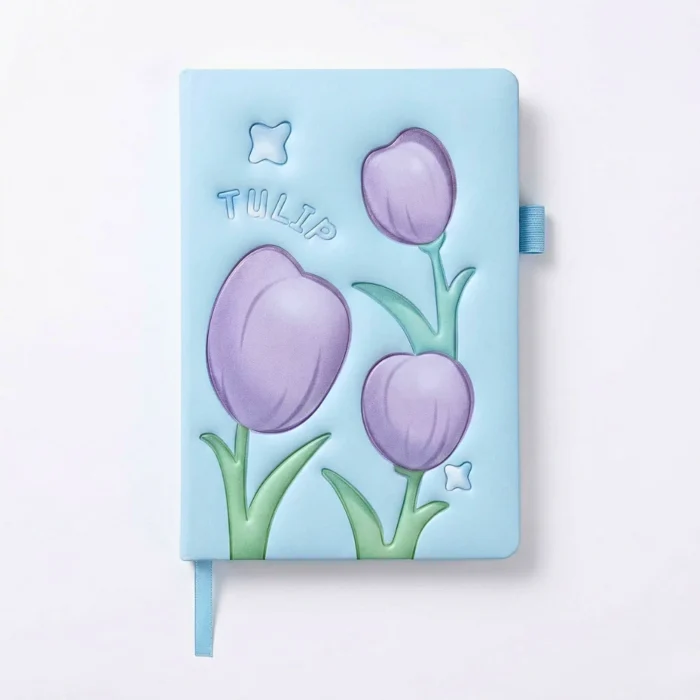 نوت بوك هارد كوفر بتصميم زهور التوليب – مقاس 21×14 سم – دفتر أنيق للمذاكرة وتدوين الملاحظات