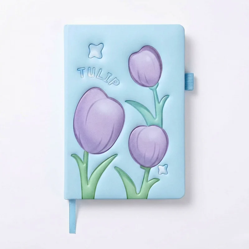 نوت بوك هارد كوفر بتصميم زهور التوليب – مقاس 21×14 سم – دفتر أنيق للمذاكرة وتدوين الملاحظات