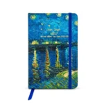 نوت بوك حجم وسط 14×9 سم تصميم فان جوخ هارد كوفر برباط مطاطي