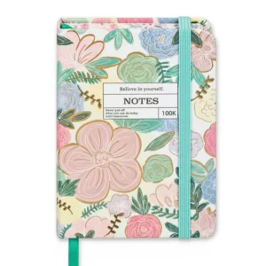 نوت بوك ميني هارد كوفر تصميم زهور ملونة صغير الحجم عملي وأنيق مقاس 10.5×7.5 سم