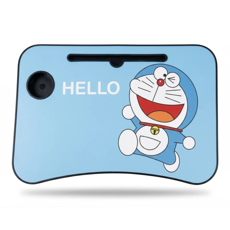 ترابيزة لاب توب محمولة تصميم كرتوني لون أزرق مقاس 60×39 سم قابلة للطي مع حامل موبايل وكوب