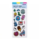 استيكرز ثلاثية الأبعاد Metallic POP UP عدد 15 قطعة – ملصقات لاصقة كيوت للأطفال والدفاتر – تصميم لامع عالي الجودة