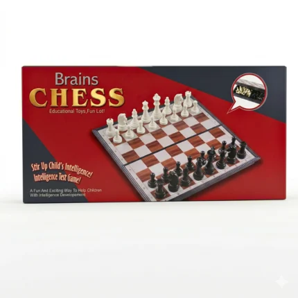 شطرنج صغير بلاستيك قابل للطي مع تخزين داخلي – لعبة شطرنج تعليمية محمولة (حجم 21×21 سم)