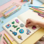 استيكرز ثلاثية الأبعاد Metallic POP UP عدد 15 قطعة – ملصقات لاصقة كيوت للأطفال والدفاتر – تصميم لامع عالي الجودة - الصورة 2