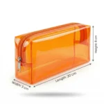 مقلمة شفافة برتقالى بلاستيك مقاومة للماء – شنطة أقلام عملية بسحاب (20×8×3 سم) - الصورة 2